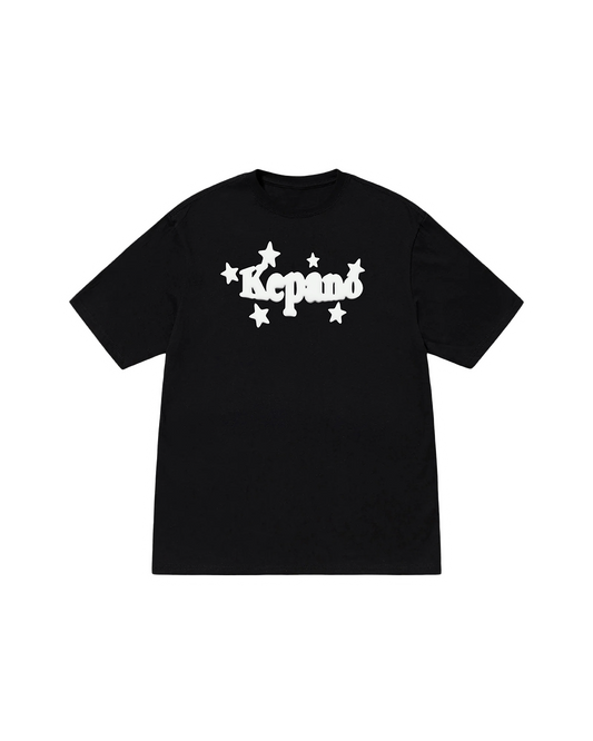STARS PUFF PRINT TEE BLACK